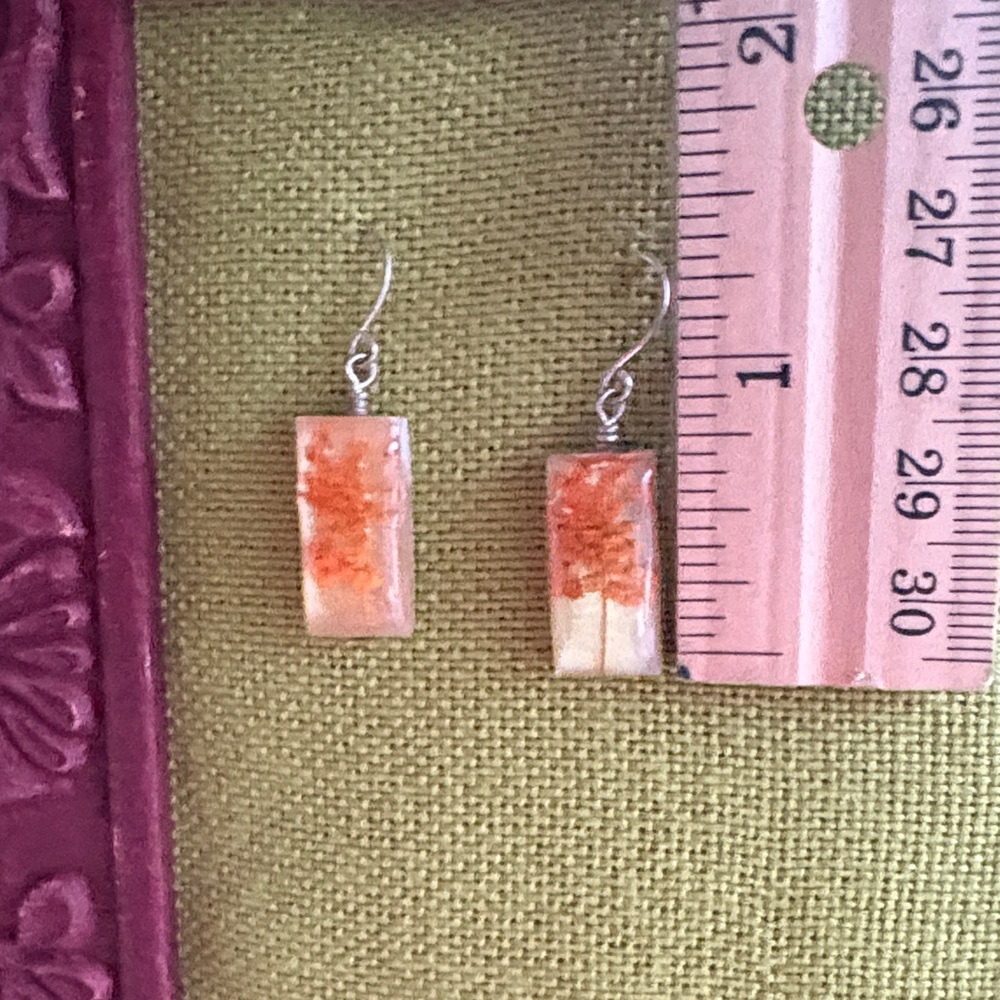 Chic Orange Botanical Rectangular Earrings - image 3